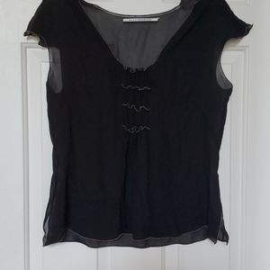 Mac Studio sheer black top, size medium